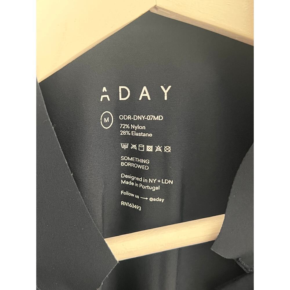 ADAY Something Borrowed Travel Nylon Blend Snap Front Midi Dress Navy Size M - Picture 6 of 9